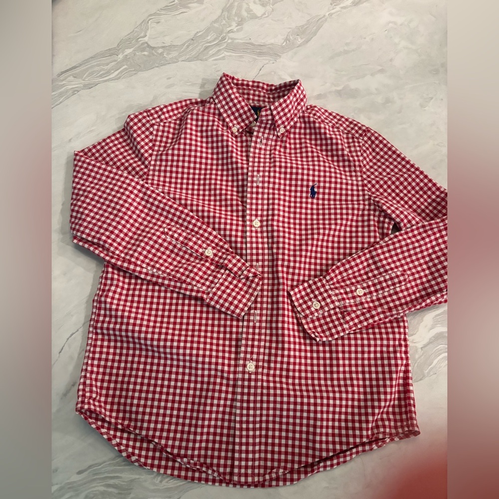 Ralph Lauren Red and White Checkered Boys Shirt